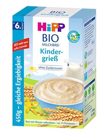 Hipp Organic Milk Porridge Semolina for Children - 6 Pack (6 x 450g) | Healthy Baby Breakfast International Shipping Available - Buy Online on GoSupps.com