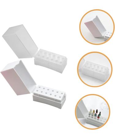 2pcs grinding head storage box nail storage organizer nail drill bits organizer nail drill bits holder nail bit nail art tools drill bit holder white plastic Storage rack manicure 8x7.2cm White - Buy Online on GoSupps.com