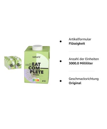 Saturo Drinking Meal Original | Vegan Astronaut Food with Protein & 500kcal | 6 x 500ml Nutrient-Rich Meal Replacement - Buy Online on GoSupps.com