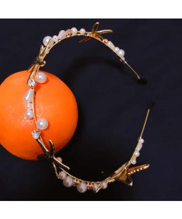 Minkissy Sea Star Hair Hoop with Pearl Design - Attractive Alloy Headband for Wedding Headdress - Buy Online on GoSupps.com