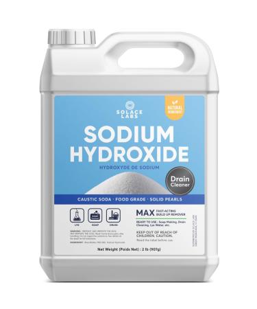Drain Clean: Sodium Hydroxide by Solace Labs Concentrated Food Grade | Caustic Soda Lye | All Purpose Soap Making Cleaner Drain Cleaner | Fine Granules (2lb (907g))