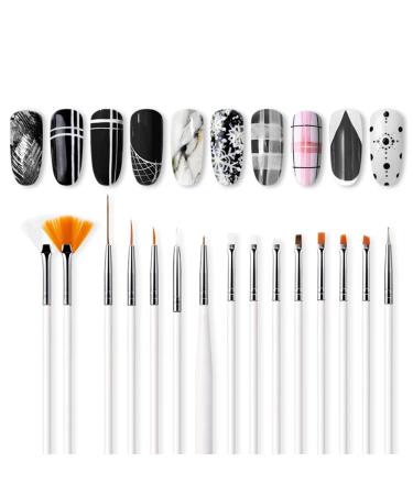 Peutpy 20-Part Nail Art Brush Set - 15 Brushes & 5 Detail Tools for Acrylic UV Gel Manicure - International Shipping Available - Buy Online on GoSupps.com