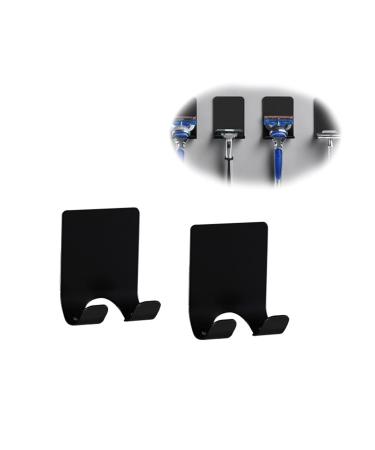 Funincrea shaver holder 2-pack razor holder for the shower multi-purpose self-adhesive stainless steel multi-purpose hooks for razors towel kitchens and bathrooms (black)