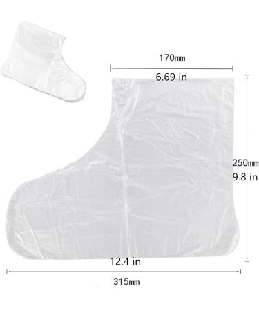 100Pcs Clear Plastic Disposable Booties for Foot with 100 Stickers for Snug Closure for Foot Pedicure Hot Spa Wax Treatment Foot - Buy Online on GoSupps.com