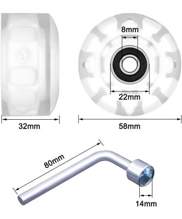 Tanzfrosch 8 Pack Luminous Quad Roller Skate Wheels with Bearings - 82A 32mm x 58mm - Ideal for Double Row Skating and Skateboard - A-Multicolor - Buy Online on GoSupps.com