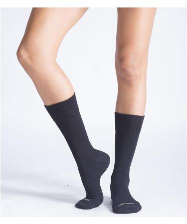 JAVIE Bamboo Diabetic Crew Socks - Non-Binding Merino Wool, Odor Resistant - 3 Pairs/Black - Buy Online on GoSupps.com