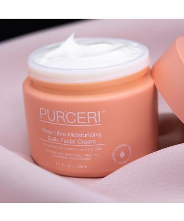 Buy Purceri Rose Ultra Moisturizing Daily Facial Cream | Hyaluronic Acid Peptides Ceramides & Squalane | Ideal for Normal Combination & Dry Skin - 50ml - Buy Online on GoSupps.com