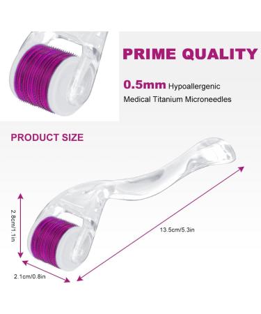 LOPHE Derma Roller 0.5mm Microneedle Derma Roller for Men and Women Professional Microneedling Derma Needling Micro Needle Roller Facial Wrinkles Hair Loss Stretch Marks Hair Regrowth Pink head + transparent handle - Buy Online on GoSupps.com