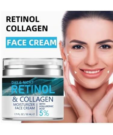 Retinol and Collagen Face Cream with Hyaluronic Acid Day and Night Anti-Aging Moisturizer 5% Formula for Fine Lines Wrinkles 1.7 fl oz - Buy Online on GoSupps.com