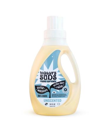 Molly’s Suds Natural Fabric Softener Liquid for Sensitive Skin | Plant-Based Infused with Essential Oils | Fights Static Reduces Wrinkles Deodorizes | Unscented 50 Loads Unscented - 50 Loads