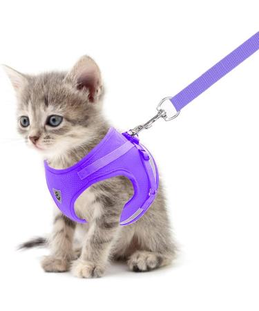 Meioro Adjustable Dog Harness & Leash Set - Reflective Soft Padded Vest for Small to Medium Dogs & Cats - Black & Purple (XL 47-52cm) - Buy Online on GoSupps.com