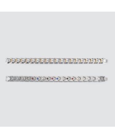 5-in-1 Magnetic Bracelet for Men - 21.5 cm/12 mm Two-Tone | International Shipping Available - Buy Online on GoSupps.com