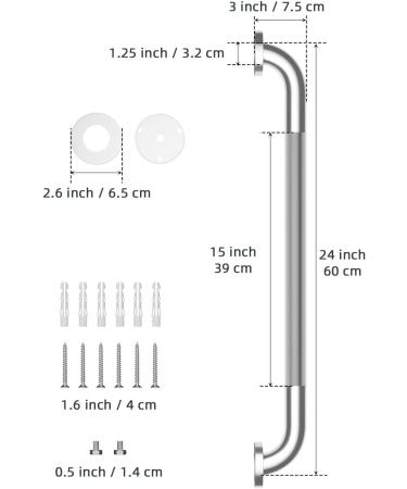 24 Inch Anti Slip Shower Grab Bar  Munzong Stainless Steel Bathroom Grab Bar  Satin Brushed Nickel Knurled Bathroom Balance Bar Safety Hand Rail Support Handicap Elderly Senior Assist Bath Handle 24 Inch Satin Brushed Nickel - Buy Online on GoSupps.com