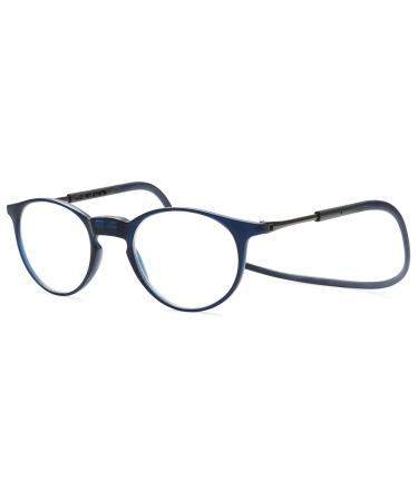 Lanomi round oval reading glasses women men magnetic closure clip light reading aid visual aid with elastic silicone glasses straps blue 1.5 x