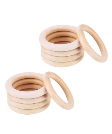 Syrisora 10pcs Natural Wood Baby Teether Rings - Infant Teething Toy & DIY Bracelet Craft - Buy Online on GoSupps.com