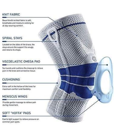 Bauerfeind GenuTrain Knee Support - Padded Kneecap Brace Size 3C Grey | International Shipping Available - Buy Online on GoSupps.com