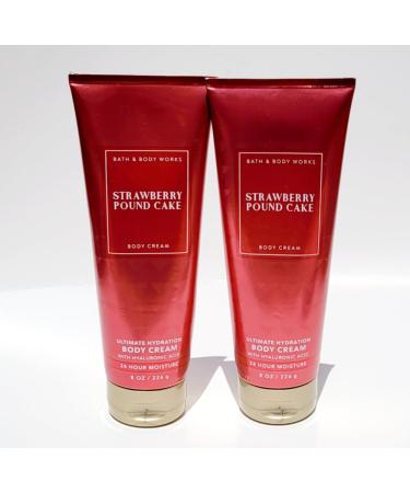 Bath and Body Works Strawberry Pound Cake Body Cream Set