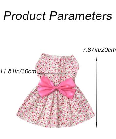 Puppy Floral Princess Dress Pink Bow Tie Pet Dog Dress Breathable Dog Clothes for Pet Dog Corgi Chihuahua - Buy Online on GoSupps.com