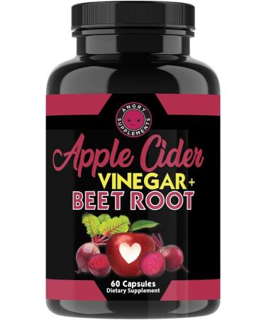Angry Supplements Apple Cider Vinegar + Beet Root Powder Capsules - 1000mg Nitric Oxide Booster & Digestive Health - 60ct x 2 Pack (120ct - Buy Online on GoSupps.com