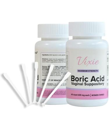 Vixie Boric Acid Vaginal Suppositories 600mg - 100% Pure Medical Grade for Yeast Infection BV - 60 Count - Buy Online on GoSupps.com