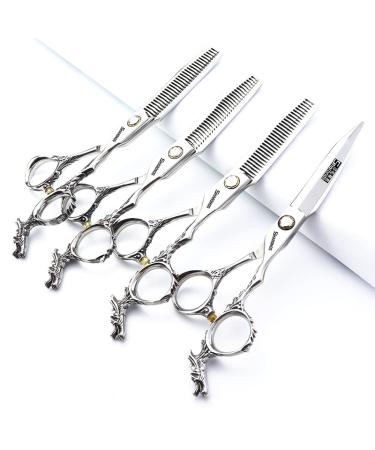 6-inch hairstyle studio styling scissors hairdresser professional scissors japan hairdresser chinese dragon design scissors (6 inches 4 pieces-c)