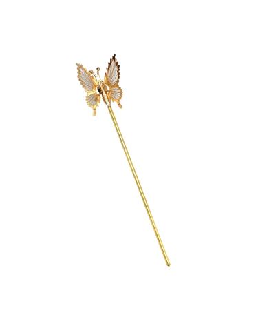 2 Packs Hair Chopsticks Butterfly Chinese Hairpin Gold Butterfly Hair Stick Hair Chopsticks Hairpin Chignon Pin for Women Girls Long Hair 2 Count (Pack of 1) Gold2