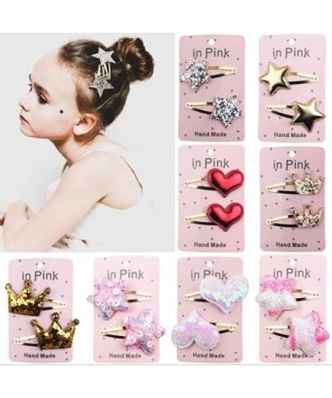 Jinlaili 16 Pack/8 Pairs Hair Clips Girls Metal Snap Barrettes Cartoon Girls Hairpins Cute Hair Clips Girl Hair Accessories Sparkly Star Shaped/Butterfly/Heart Hair Clips for Kids - Buy Online on GoSupps.com