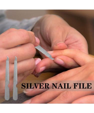 10 Pack Nail File Set Stainless Steel Double Side Nail File Silver Stainless Steel Double-Sided Nail File Trim Manicure Tool for Hand and Foot Care in Nail Salon Silver - Buy Online on GoSupps.com