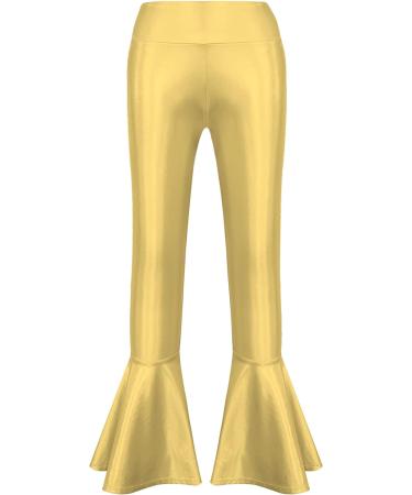 Aislor Kids Metallic Shiny Sequin Ruffle Bell Bottom Pants - Gold (Size 10) - Buy Online on GoSupps.com