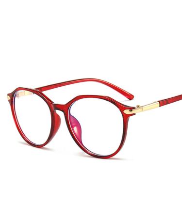 KDOQ Polygonal Anti Blue Light Blocking Glasses for Women and Men Computer Gaming Spectacle Glasses Red