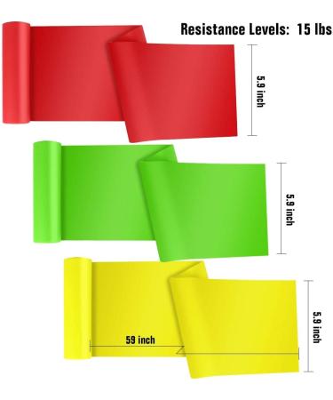 Resistance Bands Elastic Exercise Bands 3 Pack Physical Therapy Tension Band Recovery Band Workout Strength Training Bands for Women Yoga Arms Upper Body and Shoulders (Red Yellow Green) - Buy Online on GoSupps.com