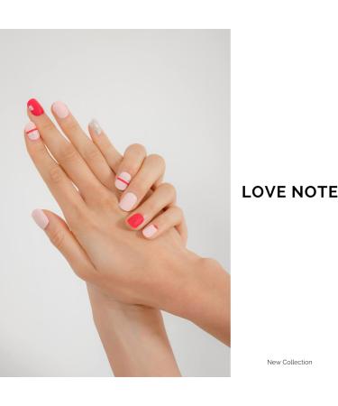 NAILOG Semi Cured Gel Nail Strips - 34pc Salon-Quality Nail Stickers in Baby Pink & Red Heart Print | Long Lasting Wraps with Soft Gel Finish - Buy Online on GoSupps.com