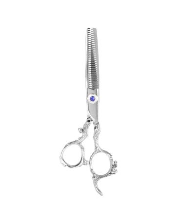 Hairdressing Shears with Antique Decoration Professional Hair Cutting Thining Scissors Salon Barber Hairdressing Shear(Thinning Shears-Silver)