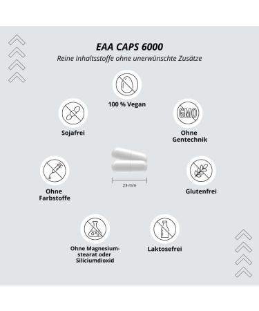 Buy EAA Capsules - Vegan High-Dose 750mg | 8 Essential Amino Acids - 360 Mega Caps | EAAS 6000 Amino Acid Complex - Protein Supplement | Neutral 313g - Buy Online on GoSupps.com