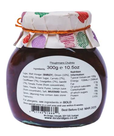 Mrs Bridges Ploughman's Chutney 10.5oz - Delicious Condiment for Cheese Boards - Buy Online on GoSupps.com