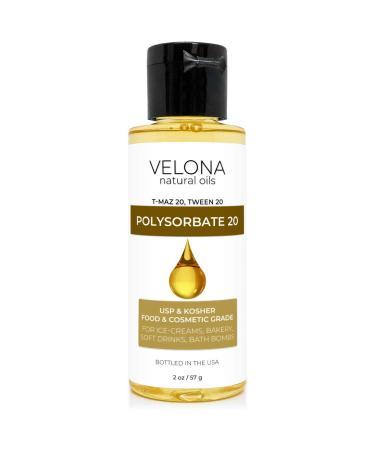 Polysorbate 20 by Velona - 2 oz | Solubilizer  Food & Cosmetic Grade | All Natural for Cooking  Skin Care and Bath Bombs | Use Today - Enjoy Results 2 Ounce (Pack of 1)