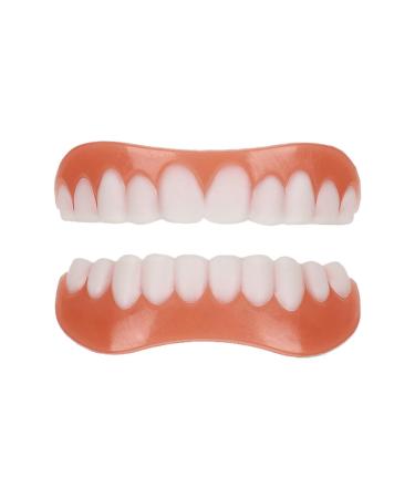 Wrong teeth veneers dentures above and below instant veneers fake teeth instant smile cosmetics tooth whitening temporary prosthesis teeth comfortable flex cosmetic teeth for men and women (2 2 pieces.