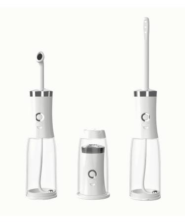 Portable buttocks shower anal shower and vaginal shower electric 400ml intimate shower shower woman or man mobile bidet with 2 nozzles saves paper IPX7 waterproof anti -return - white