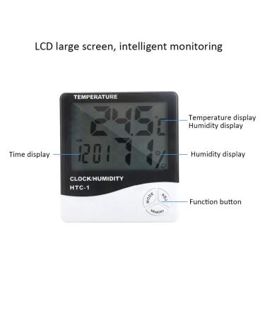Digital Thermometer Hygrometer Electronic Temperature Humidity Test Time Calendar Alarm Clock Function Thermometer Hygrometer Eyelash Grafting Tool - Buy Online on GoSupps.com