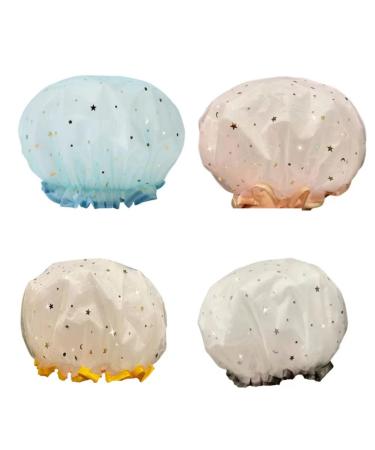 Waterproof Reusable Shower Cap for Women & Kids - Blue | Medium Size Double Layer Hair Protection Cap - PEVA Waterproof | Bath Cap - Buy Online on GoSupps.com