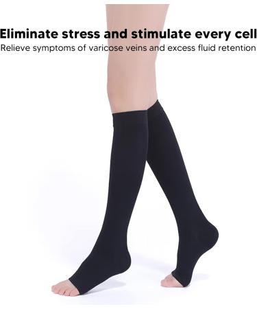 20-30 mmHg Medical Compression Stockings for Men & Women - Open Toe Elastic Support for Varicose Veins Swollen Legs Travel & Pregnancy (L) - Buy Online on GoSupps.com