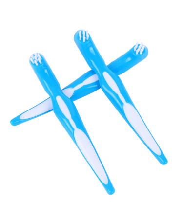 Lurrose 6-Piece Hard Prosthesis Cleaning Brush Set | Double-Sided Toothbrush for False Teeth | Portable Tooth Cleaning Tool | Ideal for Dentures & Incomplete Teeth - Blue (2 Pack) - Buy Online on GoSupps.com