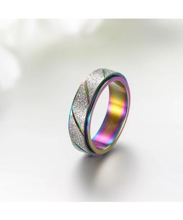 Matching Rings for Couples - Whoiy Stainless Steel Multi-Color Rainbow Engagement Rings (2 Pieces 6mm) - Buy Online on GoSupps.com