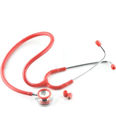 MARLAS Optimum Dual Head Stethoscope - Professional Medical Tool for EMTs Nurses Doctors Vets and Students (Red)
