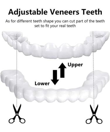 Brigtviee False Teeth 2 Pairs Temporary Cosmetic Dentures Click in Teeth Veneers Confidence Smile Veneers Dentures For Cover Bad Teeth Whitening Tooth Alternative - Buy Online on GoSupps.com