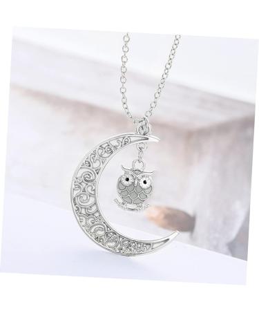 jojofuny Moon Necklace Moon Pendant Necklace Pendant Decor Owl Pendant Necklace Owl Luminous Decorate Light Blue 50*3.5cm - Buy Online on GoSupps.com