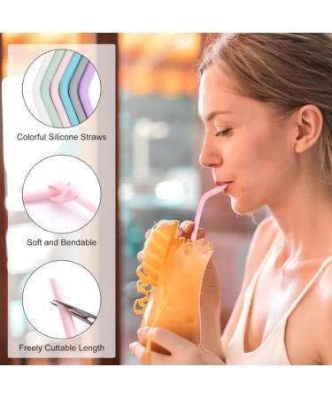 10 All Straws - Reusable Silicone Straws for 30 and 20 oz - Flexible Easy to Clean with 1 Carrying Bag and 2 Cleaning Brushes Multicolor BPA Free Bent Smoothie Straw - Buy Online on GoSupps.com