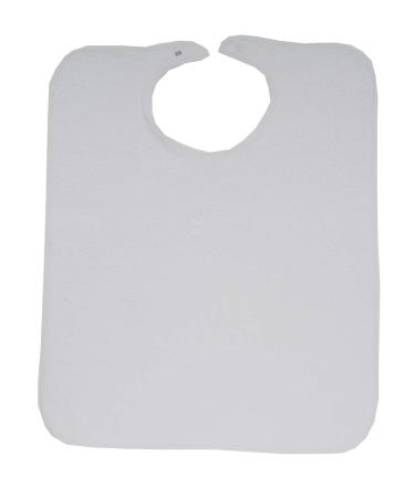 3 packed bibs for adults |50x60 cm |Terry Latz with push button closure |Material: 90% cotton 10% polyester |Color: white 50x60 cm (3 pack) without plastic