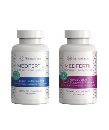 Elan Healthcare- Medfertil for Men and Women - Pre-Pregnancy Multivitamin couple's pack - 90+90 - Supplement for Before During and Postnatal 90 count (Pack of 2)