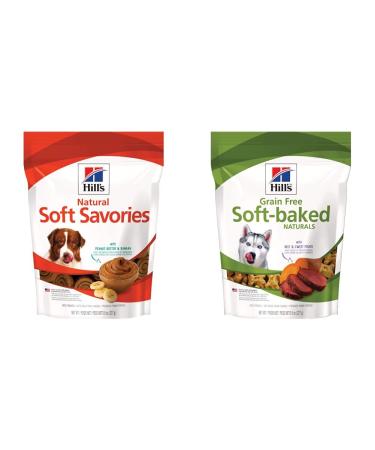 Hills Natural Soft Savory Dog Treats with Peanut Butter & Banana | Grain Free Soft-Baked Naturals with Beef & Sweet Potatoes (8 oz bags) Peanut Butter & Banana Dog treats + Dog Treats Beef & Sweet Potatoes